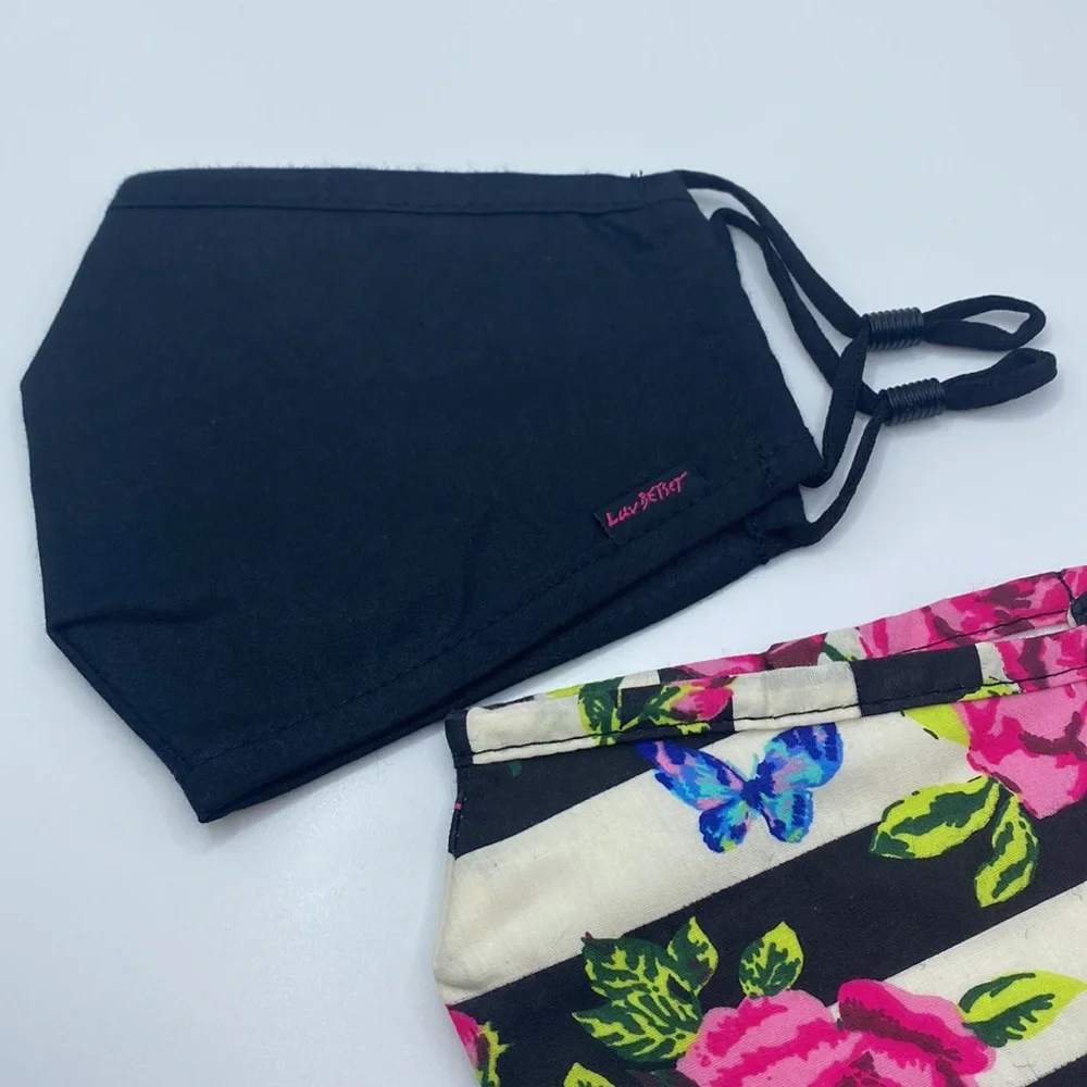 Betsey Johnson Floral Striped and Black Face Masks